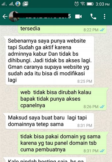admin kabur dan tidak bisa dihubungi