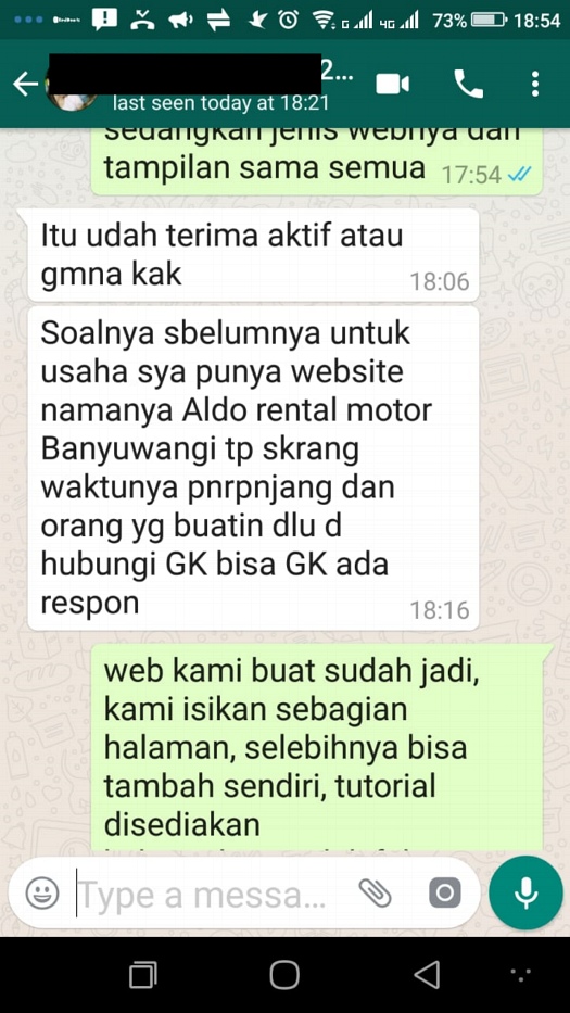 pembuat website sulit dihubungi dan tanpa respon